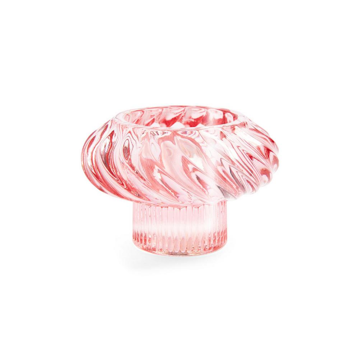 Gedraaide theelichthouder van roze glas